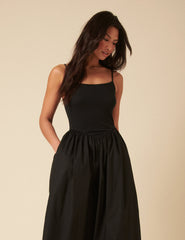 Black Madelyn Midi Dress